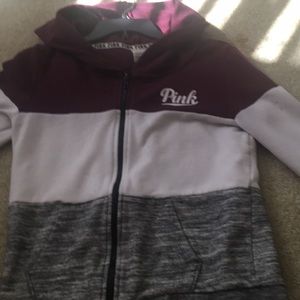 Maroon, white, and grey PINK jacket